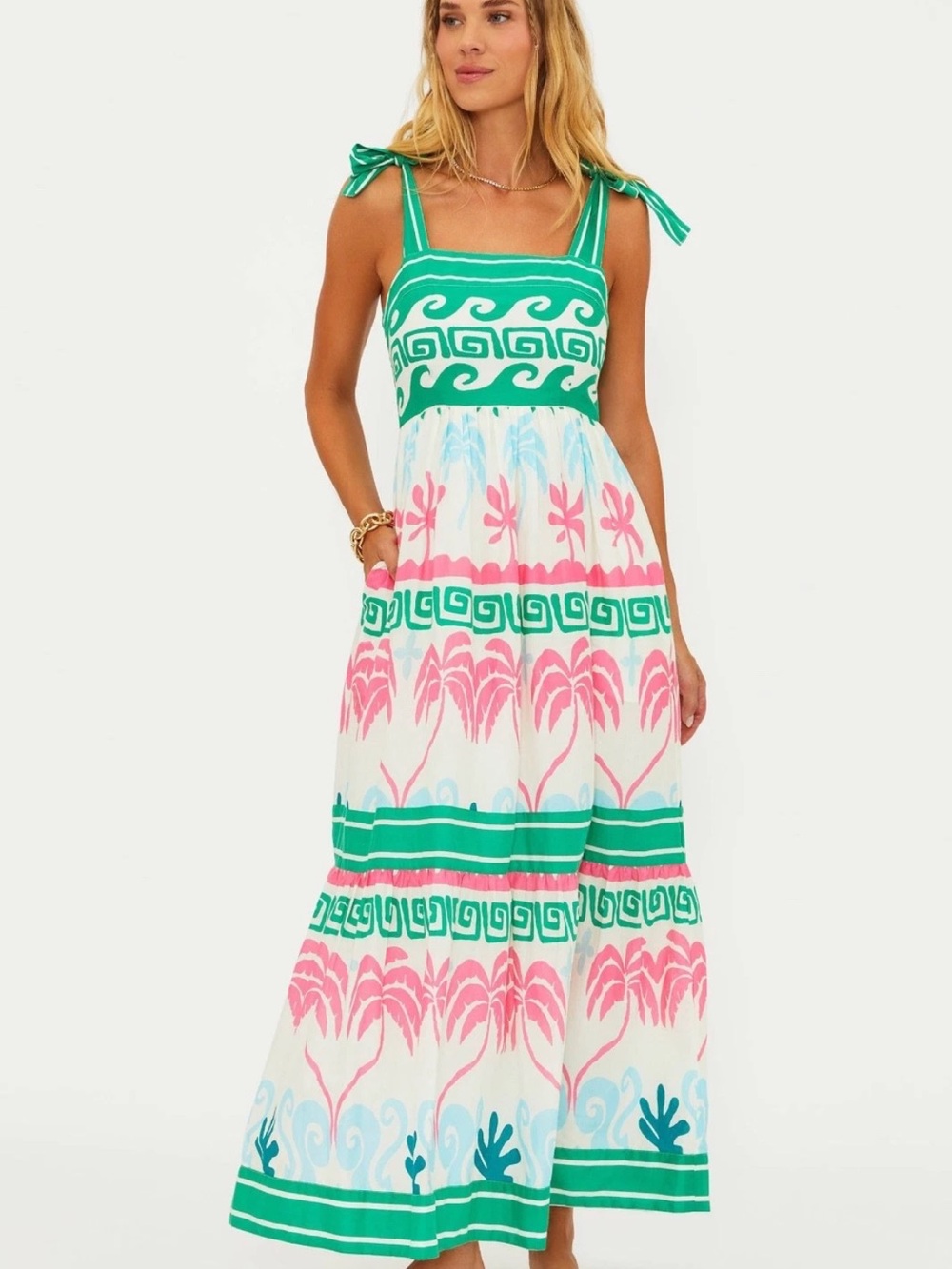 Beach Riot Tropical Palm Maxi Dress large L new without tags
